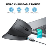 1 x RAW Customer Returns iClever Wireless Vertical Ergonomic Mouse, Rechargeable Mouse Wireless with Mouse Jiggler, Quiet 2.4G USB Wireless Mouse for Laptop, Computer Wireless Mouse for PC, Windows, MAC OS-Black - RRP €12.1