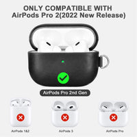 1 x RAW Customer Returns Leather Case for AirPods Pro 2 2022, ICARERFAMILY Premium Genuine Leather Shockproof Protective Case for AirPods Pro 2 Headphones Charging Case with Hole LED Visible Support Wireless Charger-Black - RRP €25.2