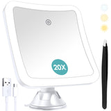 1 x RAW Customer Returns Magnifying Mirror with Light, 20x Magnification Lighted Makeup Mirror, Touch Control and Suction Cup, Rechargeable, 360 Rotation, Bathroom Vanity and Travel, Square - RRP €28.22