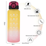 12 x Brand New 1L Water Bottle, Sports Water Bottle- BPA-free Tritan , 1000ml Motivational Water Bottle with Straw and Time Stamp - Leak-proof Bottle for Cycling, Camping, Gym Yellow Pink  - RRP €133.08