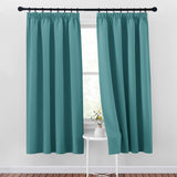 1 x RAW Customer Returns PONY DANCE Opaque curtains, heat-insulating ruffle tape, set of 2, H 175 x W 140 cm, ruffle tape curtains, opaque bedroom blackout curtain for rails, teal blue - RRP €30.16