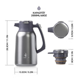 1 x RAW Customer Returns IDEUS coffee pot, double-walled vacuum insulation jug, 2 liters, stainless steel, thermos flask keeps hot for 12 hours, jug for 15-20 cups, silver - RRP €49.99