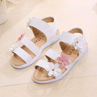 1 x RAW Customer Returns QZBAOSHU Sandals Girls Sandals Summer Leather Flowers for Toddler Girls 32 EU CN 33, White  - RRP €23.99