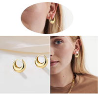 1 x RAW Customer Returns FAMIDIQGO 1 Pair 18K Earrings, Oval Trendy, Lightweight, Hypoallergenic, C Shaped, Open Hoop Earrings, Gold Coating for Women and Girls, for You to Part at Parties, Decorate - RRP €7.92