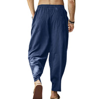 1 x RAW Customer Returns Cooleep Men s Summer Linen Pants Casual Lightweight Stretch Yoga Beach Trousers Dark Blue XXL - RRP €26.53