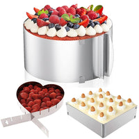 1 x RAW Customer Returns FOGARI Adjustable Cake Ring Mold - Create perfect mousse cakes with this stainless steel 6-12 inch round 4-6 inch square 5-10 inch heart baking tool - RRP €23.59