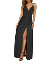 1 x RAW Customer Returns II ININ Summer Dress Women s Long Maxi Dress Summer Split Dress Black Wedding Spaghetti Straps Casual Dress - RRP €36.29