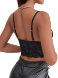 1 x RAW Customer Returns GORGLITTER Lace Spaghetti Straps Top Women s Crop Tops Summer Camisole Bralettes Lace Top Undertops Black M - RRP €21.17