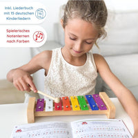 1 x RAW Customer Returns BUTTERFLY Harmonious xylophone for children made of wood with music book Glockenspiel and song book with 15 German children s songs Musical instrument for girls and boys aged 3 and over - RRP €29.9