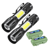 1 x Brand New TALENTEC Pack of 2 Mini Aluminum Tactical Flashlight 3 modes Telescopic zoom Rechargeable 500 Lumens Airsoft, Camping, Survival - RRP €19.2