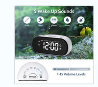 1 x RAW Customer Returns REACHER Digital alarm clock with weekday weekend 7 days, 0-100 dimmer, double alarm clock, 2 USB ports, LED display, 5 alarm tones, adjustable volume, for bedroom, bathroom clock and office - RRP €21.98