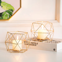 1 x Brand New Romadedi Candle Holders Gold - Geometric Metal Candle Holder for Column Candles, Centerpiece Decorations for Table Wedding Home Christmas Gift, Set of 6 - RRP €43.72