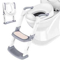 1 x RAW Customer Returns Potty Toilet Seat Baby with Stairs Children s Toilet Seat Toilet Trainer for Toddlers Boys and Girls - Height Adjustable and Foldable Travel Bathroom Seat with Splash Guard Handles White - RRP €29.99