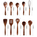 1 x RAW Customer Returns NAYAHOSE Wooden Cooking Utensils 10 Pack Teak Wooden Cooking Spoons and Spatulas for Cooking, Including Spoon, Ladle, Fork 10  - RRP €28.99