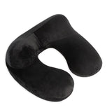 1 x RAW Customer Returns Inflatable Travel Pillow - 100 Soft Velvet Neck Support for Travel, Airplanes, Trains, Cars and Offices with Compact Carrying Case, Breathable and Washable Cover, Black - RRP €9.83