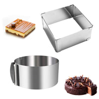 1 x RAW Customer Returns Cake ring, adjustable, 2 pieces, rectangular round, baking pan with scale 16 - 30 cm, extendable, for strawberries, mousse, desserts, height 8 cm - RRP €24.2