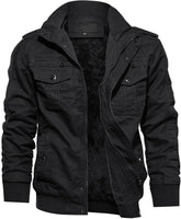 1 x RAW Customer Returns TACVASEN Men s Winter Military Jacket Casual Fleece Lining Warm Stand Collar, Black - RRP €76.98