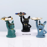 1 x RAW Customer Returns suruim French Bulldog Tray Decoration Statue, Dog Sculpture, Dog Decorative Figure Storage Tray Statue With Tray Black -1  - RRP €29.71