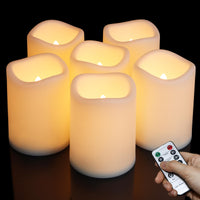 1 x RAW Customer Returns ZIYOUDOLI 6 Pack Outdoor Waterproof LED Candles with Remote Control Timer Flickering Flameless Battery Operated Electric Fake Plastic Candles Warm White, 7.5 x 10cm - RRP €20.05