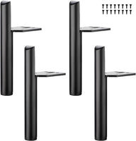 1 x RAW Customer Returns SHUIOG 4 pieces replacement furniture feet metal, 6 15cm black furniture feet, DIY furniture feet table legs cabinet feet, 15cm, black  - RRP €24.08