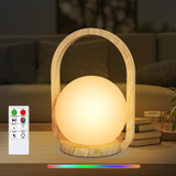 1 x Brand New POWERBEAUTY wireless table lamp Rechargeable outdoor Designer table lamp Dimmable Indoor and outdoor IP44 waterproof Modern hotel restaurant wooden handle - RRP €19.2