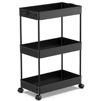 1 x RAW Customer Returns SPACEKEEPER kitchen trolley with 3 levels, trolley niche shelf on wheels, space-saving bathroom shelf and kitchen shelf for kitchen office bathroom, 40x22x61cm, black - RRP €26.21