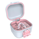 2 x RAW Customer Returns BVN Leak-proof denture box, denture box with sieve, portable soaking denture box, for all ages, dentures and braces pink white  - RRP €45.98