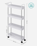 1 x RAW Customer Returns SONGMICS 4-Tier Narrow Storage Cart, Kitchen Shelf with Wheels, Bathroom Space-Saving Trolley, with Handles, 42 x 13.5 x 94 cm, White KSC018W01 - RRP €35.84