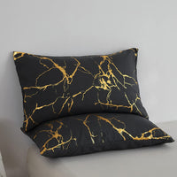 1 x RAW Customer Returns Freyamy Cushion Cover 40x80cm Set of 2 Black Gold Marble Glitter Pattern Luxury Pillowcase Brushed Microfiber Soft Cushion Cover Comfortable Pillowcase with Zipper - RRP €15.08