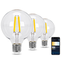 1 x RAW Customer Returns Aigostar Smart LED light bulb E27 6W vintage light bulbs G95 transparent globe 850LM warm white dimmable 2700K -6500K compatible with Alexa and Google Home no hub required 2.4GHz WiFi 3 pieces - RRP €35.99