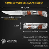 1 x RAW Customer Returns NedFoss pocket knife folding knife, folding knife two-handed knife with belt clip, outdoor survial fishing knife with back lock, for camping, hiking, camping, trekking, in beautiful design, perfect gift - RRP €25.18