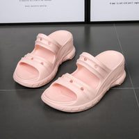 1 x RAW Customer Returns Yeeteepot women s platform sandals summer wedge heel slippers platform mules soft slip-on sandals wedges thick slippers pink 35 36 EU 36 37 CN - RRP €60.0