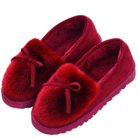 1 x RAW Customer Returns Sisttke Women s Slippers Winter Outdoor Warm Plush Soft Waterproof Faux Fur Home Slippers Moccasins,Red-F,35 EU - RRP €18.08