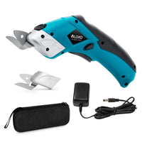 1 x RAW Customer Returns VLOXO Electric Scissors Cordless Cutter with 2 Cutting Blades for Crafts for Cutting Cardboard Leather Carpet Potted Plant Flowers Rechargeable Paper Cutter with Charger Device Blue - RRP €47.39