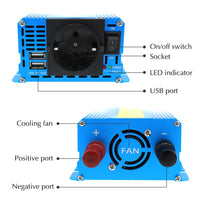 1 x RAW Customer Returns LVYUAN 400W 800W Pure Sine Wave Inverter DC 12V to 230V AC Voltage Converter with 1 EU AC Socket 2 USB Ports - RRP €54.99