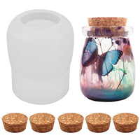 1 x RAW Customer Returns RtottiM Silicone Molds Epoxy Resin Storage Jars Casting Resin with 5 Corks Casting Mold for DIY Storage Bottle Candy Box Table Decoration - RRP €10.79