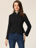 1 x RAW Customer Returns Allegra K Women s Long Sleeve Stand-Up Collar Button Down Two Pockets Coat Black M - RRP €59.99