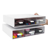 1 x RAW Customer Returns Zuiaso 2 Pcs Desk Organizer Stackable Drawers Plastic Makeup Organizer Desk Small Parts Storage 3 Drawers, White  - RRP €19.99