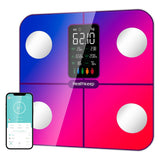 1 x RAW Customer Returns Body Fat Scale, Digital Scale, Body Fat and Muscle Mass, 15 Body Data, Heart Rate Measurement, for Apple and Android, Rainbow - RRP €55.99