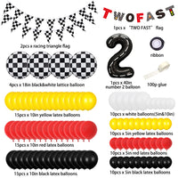 1 x RAW Customer Returns Race Car Balloon Birthday Party Supplies Decorations for Boys - Race Car Themed Party Supplies Happy Birthday Checkered Racing Flag Banner Two Fast 2nd Racing Monster Truck Themed Party Decorations - RRP €26.4