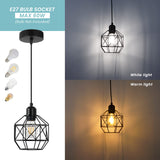 1 x RAW Customer Returns VONCI Modern Farmhouse Black Metal Cage Pendant Light for Kitchen Island, Industrial Vintage 1-Light Hanging Ceiling Lampshade for Dining Room Living Room Bedroom Foyer - RRP €29.99