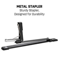 1 x RAW Customer Returns Deli Long Reach Stapler, 20 Sheet Capacity, Standard Long Arm Stapler for Book or Book Binding, Black - RRP €18.0