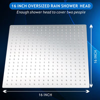 1 x RAW Customer Returns 40.5 cm large rain shower - Voolan square high pressure shower head made of 304 stainless steel - comfortable shower experience even at low water pressure - can be installed on the wall or ceiling 16 inches, chrome  - RRP €58.48