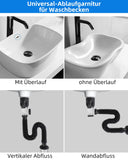 1 x RAW Customer Returns Hibbent siphon sink kit, sink drain fitting with flexible drain hose, drain sink set for bathroom kitchen sink, odor-proof and leak-proof - black - RRP €21.4