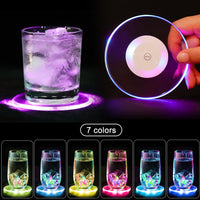 3 x RAW Customer Returns Infreecs Set of 8 LED Coasters, Luminous Coasters with 7 Light Modes for Glasses, 10 cm Colorful Coasters Acrylic Round, Waterproof Button Drinks Coaster Set for Parties Weddings Bar Christmas - RRP €59.97