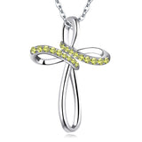 1 x Brand New JO WISDOM Necklace Cross Silver 925,Chain Pendant Crucifix with 3A Zirconia August Birthstone Peridot Color,Jewelry for Women - RRP €45.38