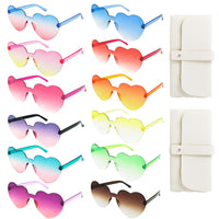 1 x RAW Customer Returns Veiteibe 12 Pairs Heart Sunglasses Party Glasses Set, Transparent Heart Party Glasses, Rimless Heart Glasses with 2 Glasses Bags, for Wedding Birthday Beach Party Photo Props - RRP €15.35