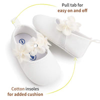 1 x RAW Customer Returns EDOTON 2 pieces toddler shoes headband, baby girls flowers shoes, non-slip soft special occasions, christening, wedding, party shoes white, number 17  - RRP €15.99