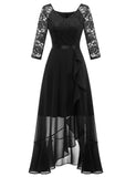 1 x RAW Customer Returns Dressystar Women s Vokuhila Evening Dress Elegant 3 4 Sleeve Cocktail Dresses V-Neck Dress Wedding Bridesmaid Dresses Long Black XL - RRP €54.99