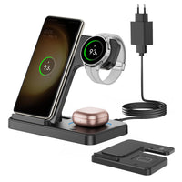 1 x RAW Customer Returns GEEKERA Inductive Charging Station for Samsung, 3 in 1 Foldable Wireless Charger for Samsung S24 S23 S22 Ultra, Induction Charger for Galaxy Watch 7 6 5 4 3, Wireless Charger for Galaxy Buds-Black - RRP €36.99